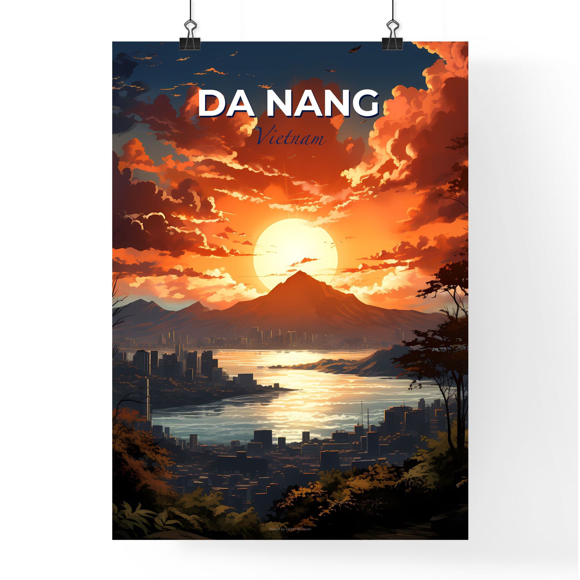 Da Nang Vietnam Skyline Painting Sunset Cityscape Modern Art Coastal Asia Urban Default Title