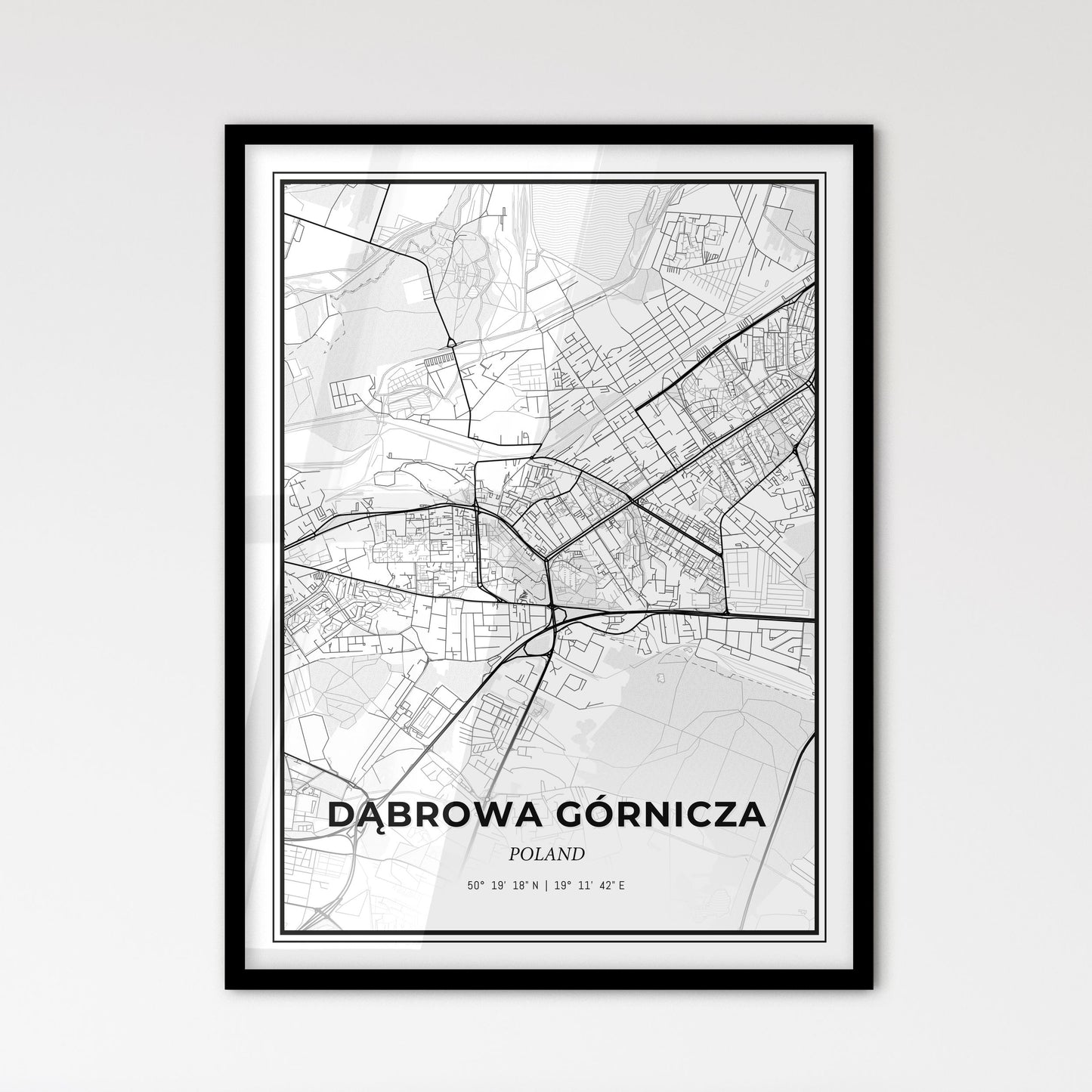 Dąbrowa Górnicza Poland - Scandinavian Style City Map for Modern Home Decor