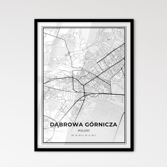 Dąbrowa Górnicza Poland - Scandinavian Style City Map for Modern Home Decor