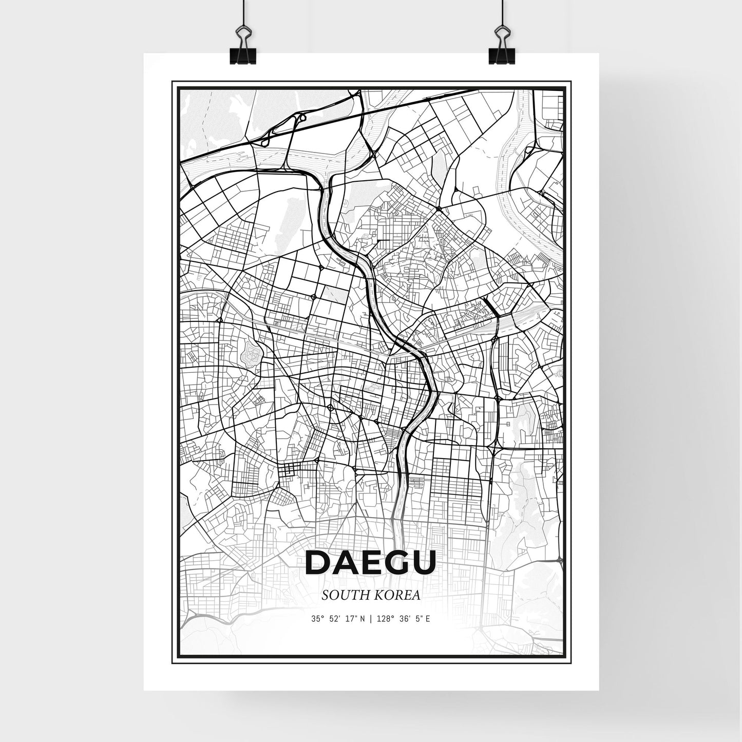 Daegu South Korea - Premium City Map Poster