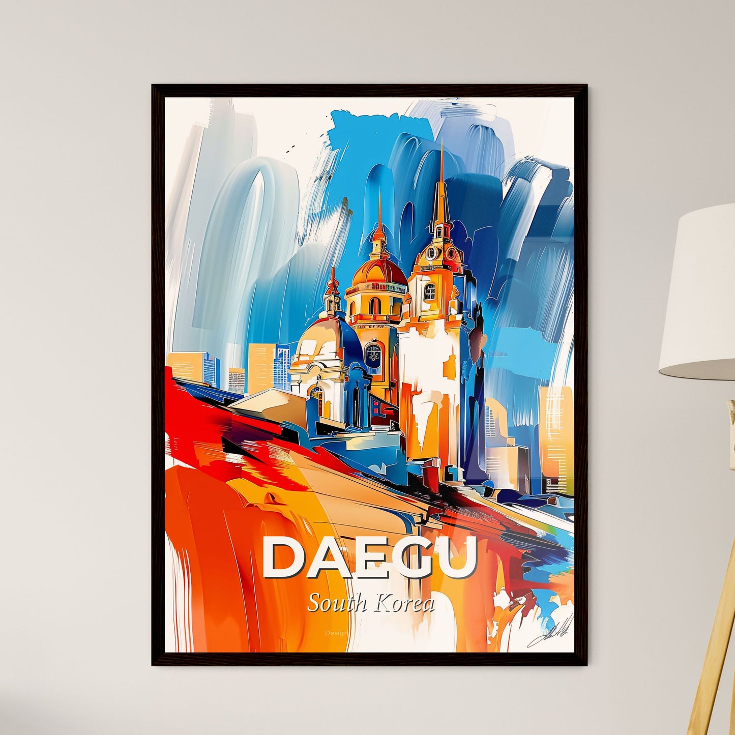 Vibrant Daegu, South Korea - A Painting Of A City