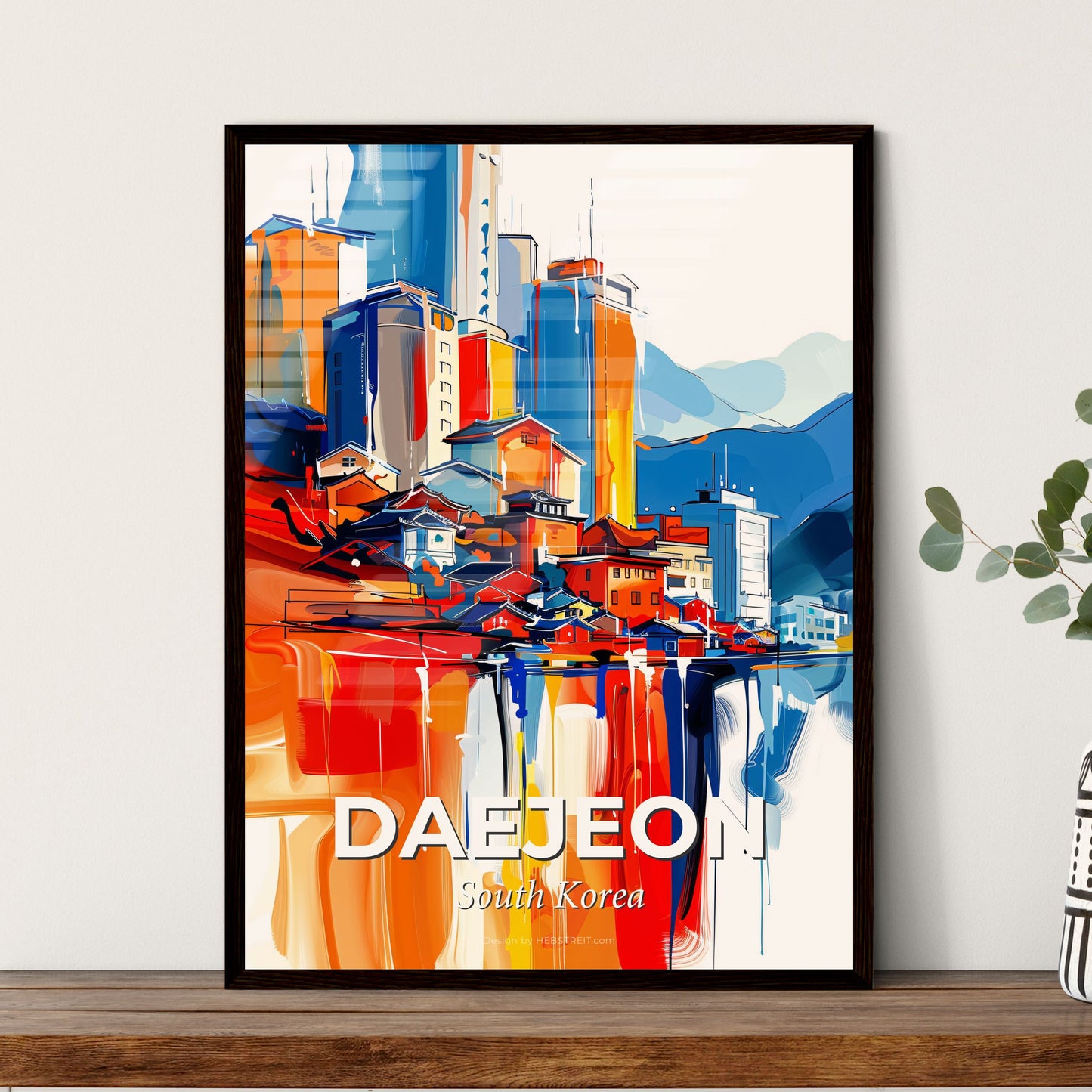 Vibrant Daejeon, South Korea - A Painting Of A City