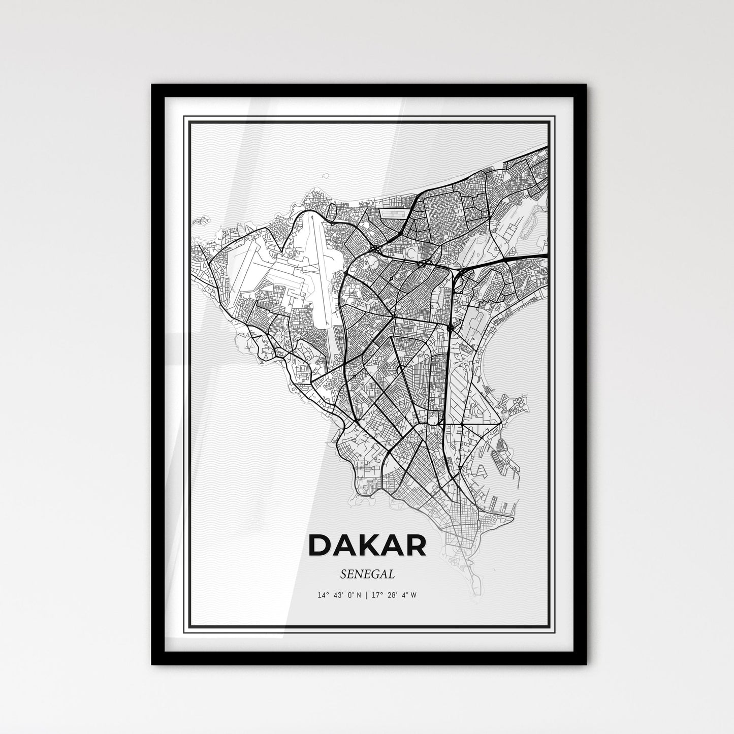 Dakar Senegal - Scandinavian Style City Map for Modern Home Decor