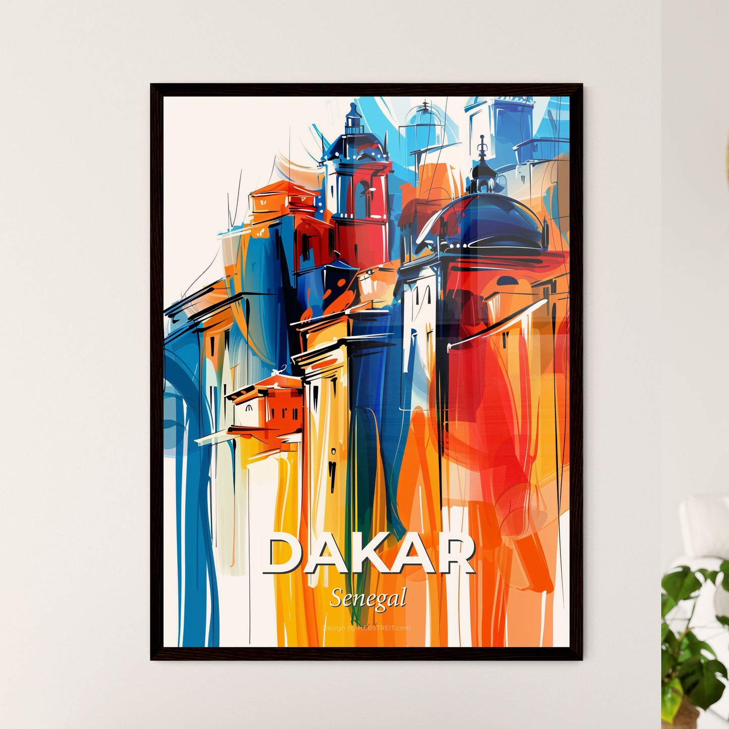 Vibrant Dakar, Senegal - A Colorful Painting Of Buildings