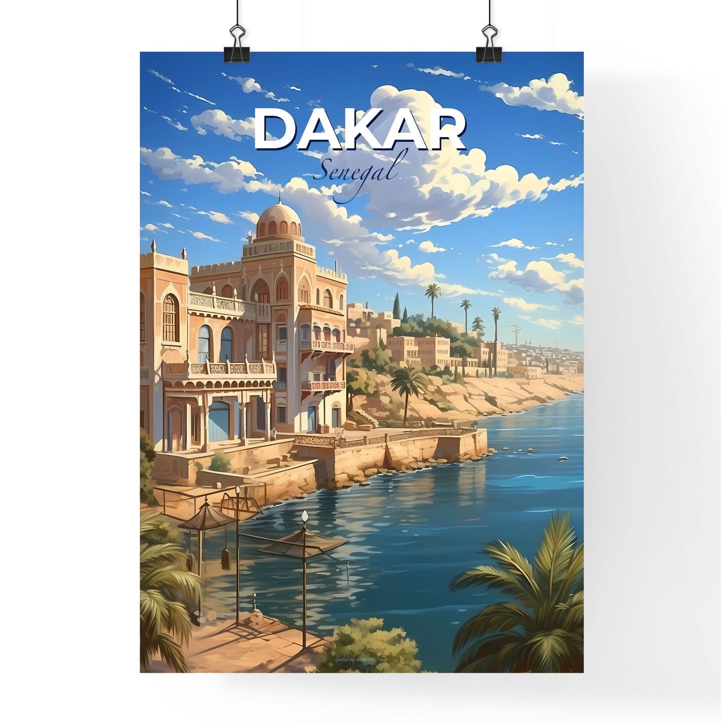 Dakar Senegal Skyline Art Painting Abstract Buildings Waterfront Architecture Cityscape Landscape Vibrant Colors Default Title