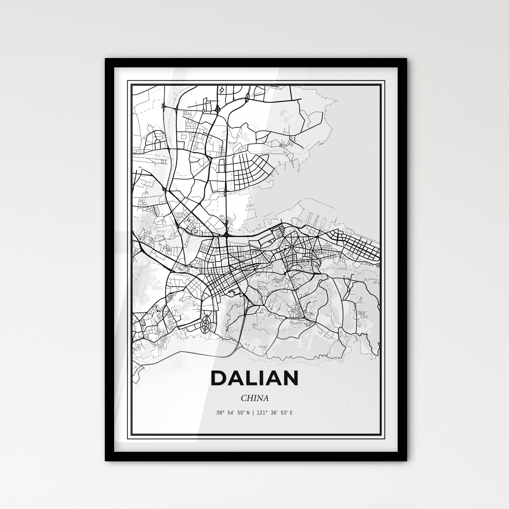 Dalian China - Scandinavian Style City Map for Modern Home Decor