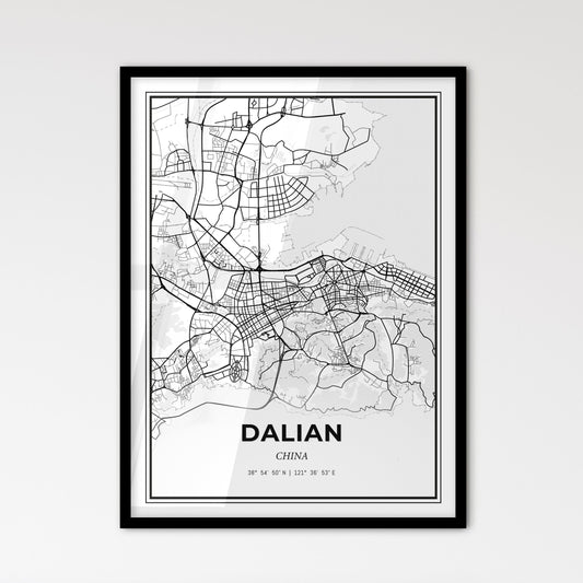 Dalian China - Scandinavian Style City Map for Modern Home Decor