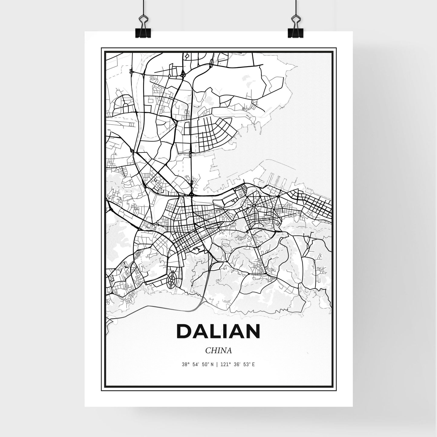 Dalian China - Premium City Map Poster