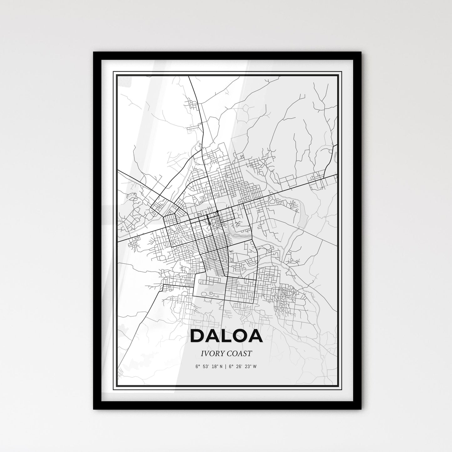 Daloa Ivory Coast - Scandinavian Style City Map for Modern Home Decor