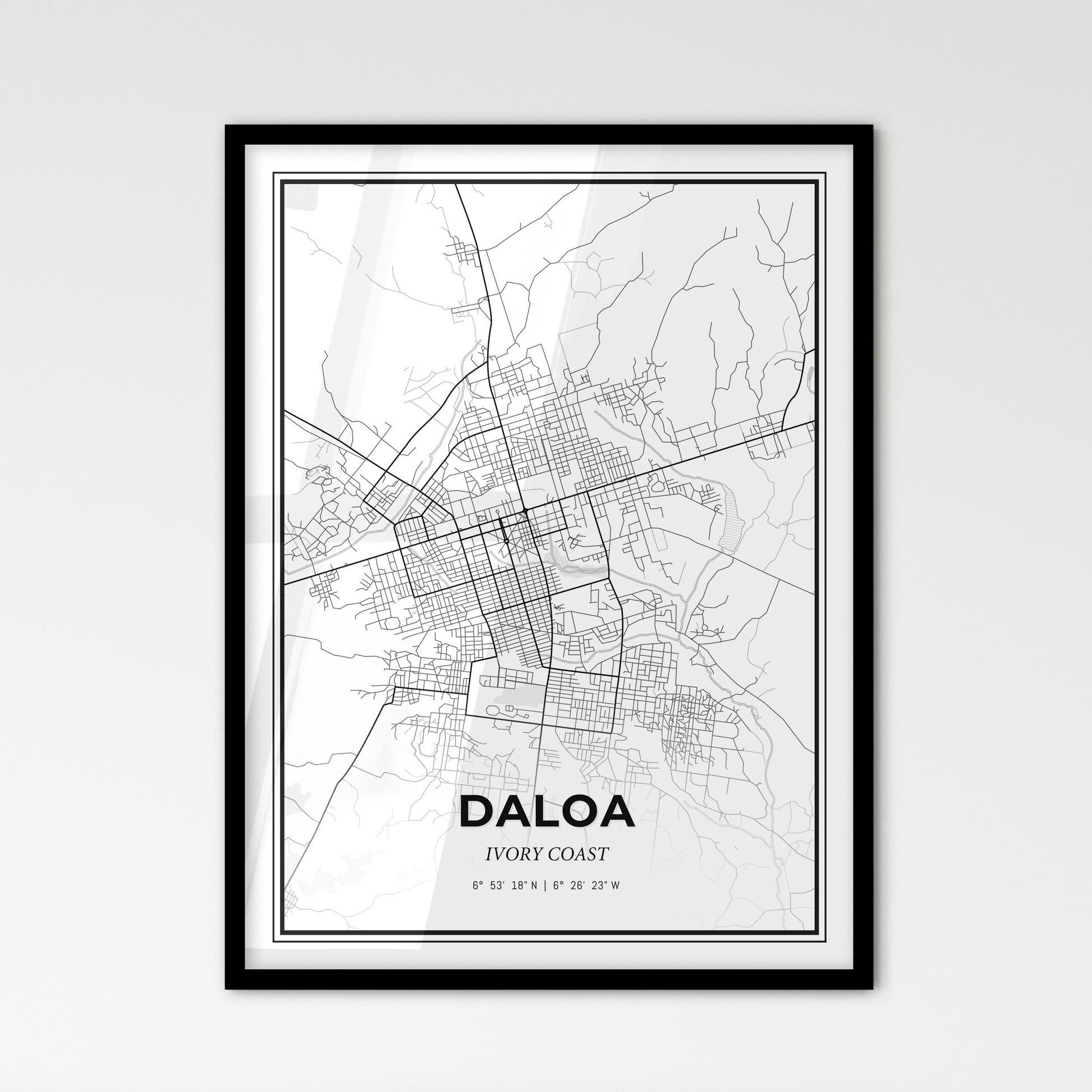 Daloa Ivory Coast - Scandinavian Style City Map for Modern Home Decor