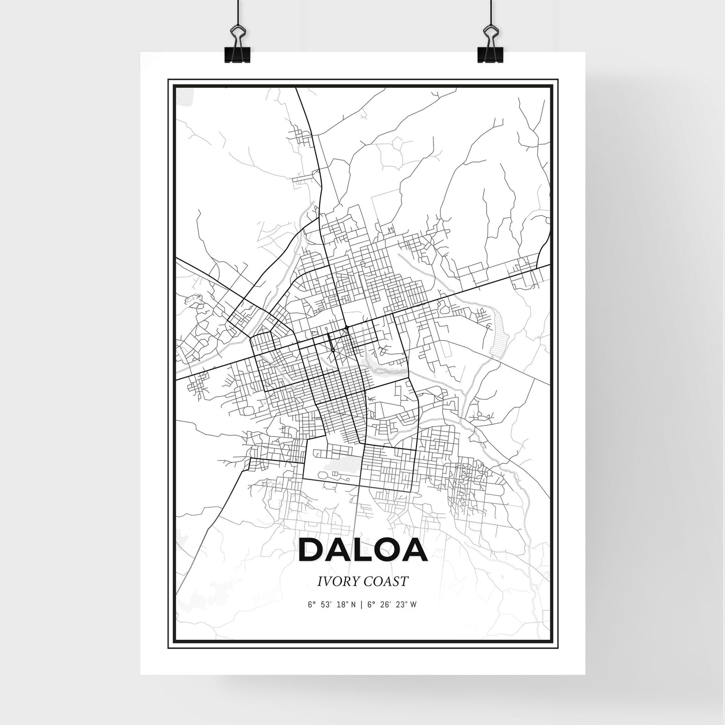 Daloa Ivory Coast - Premium City Map Poster