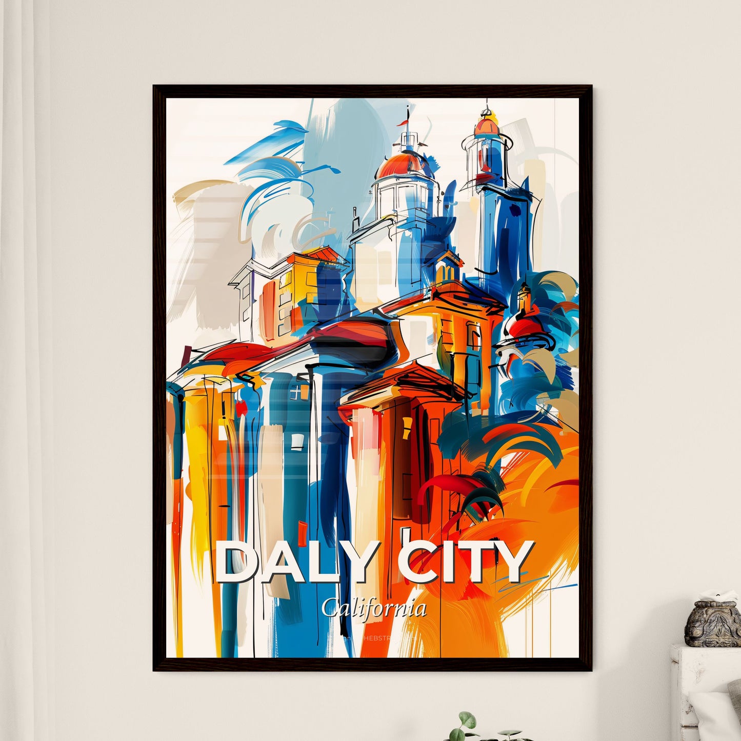 Vibrant Daly City, California - A Painting Of A Building With Towers And Domes