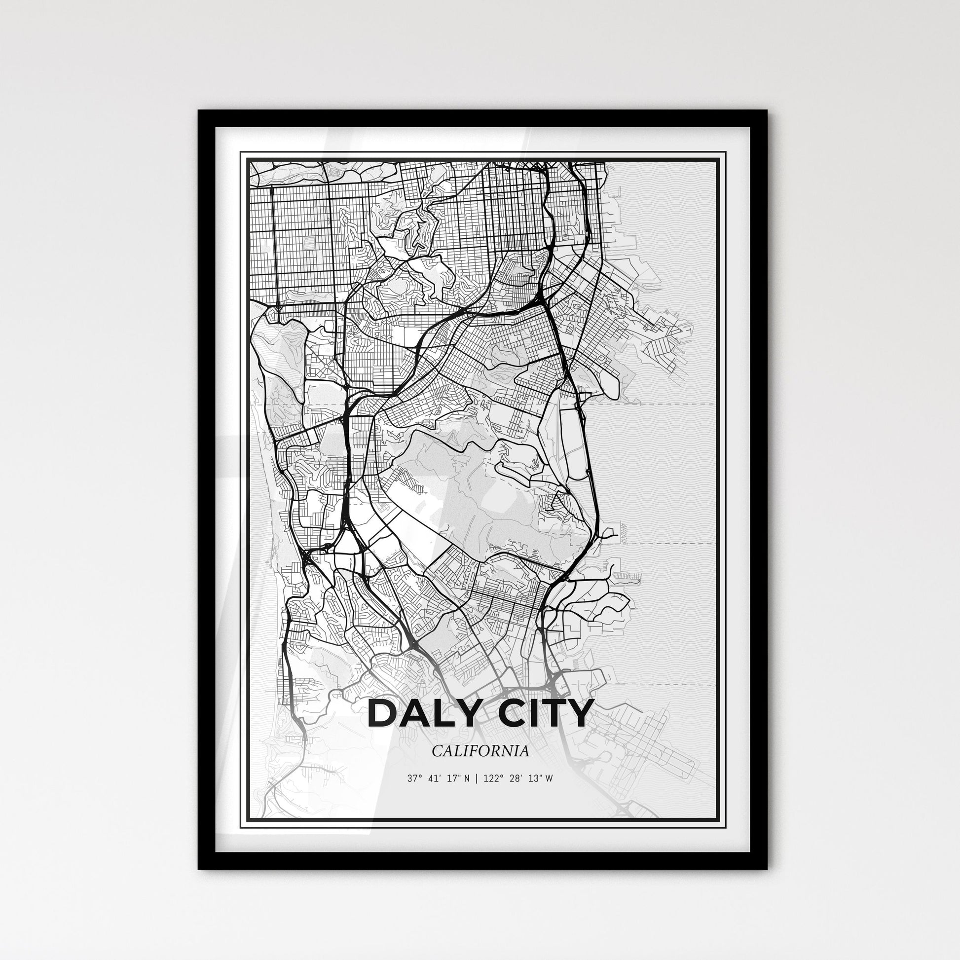 Daly City California - Scandinavian Style City Map for Modern Home Decor