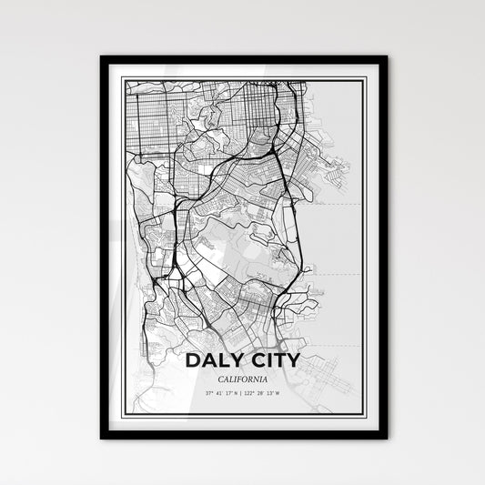 Daly City California - Scandinavian Style City Map for Modern Home Decor