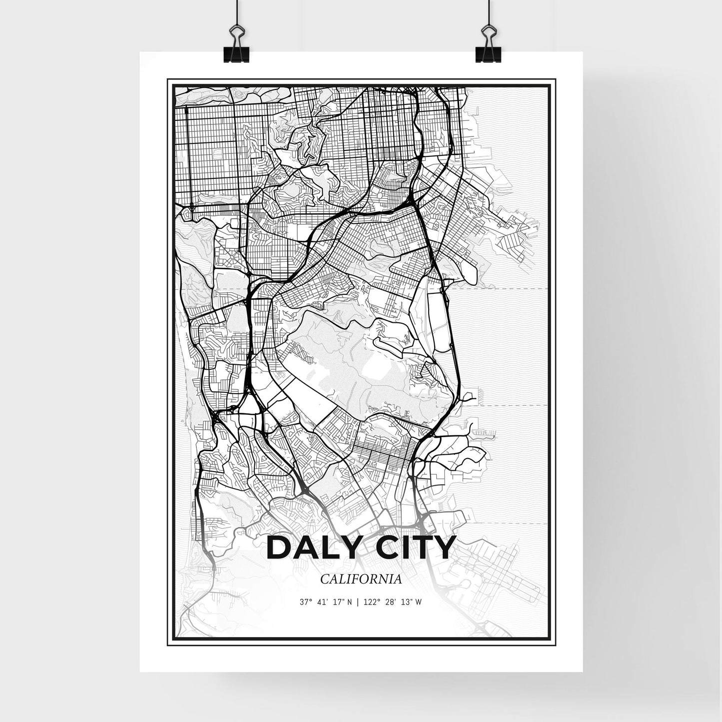 Daly City California - Premium City Map Poster