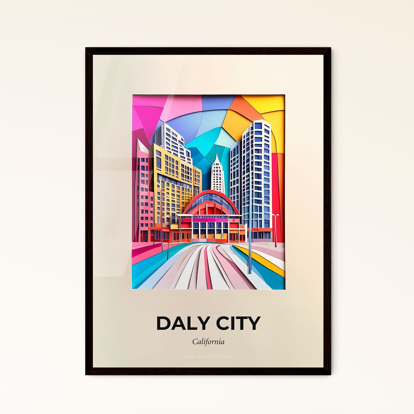 Vivid Daly City, California - a city with a train going through it