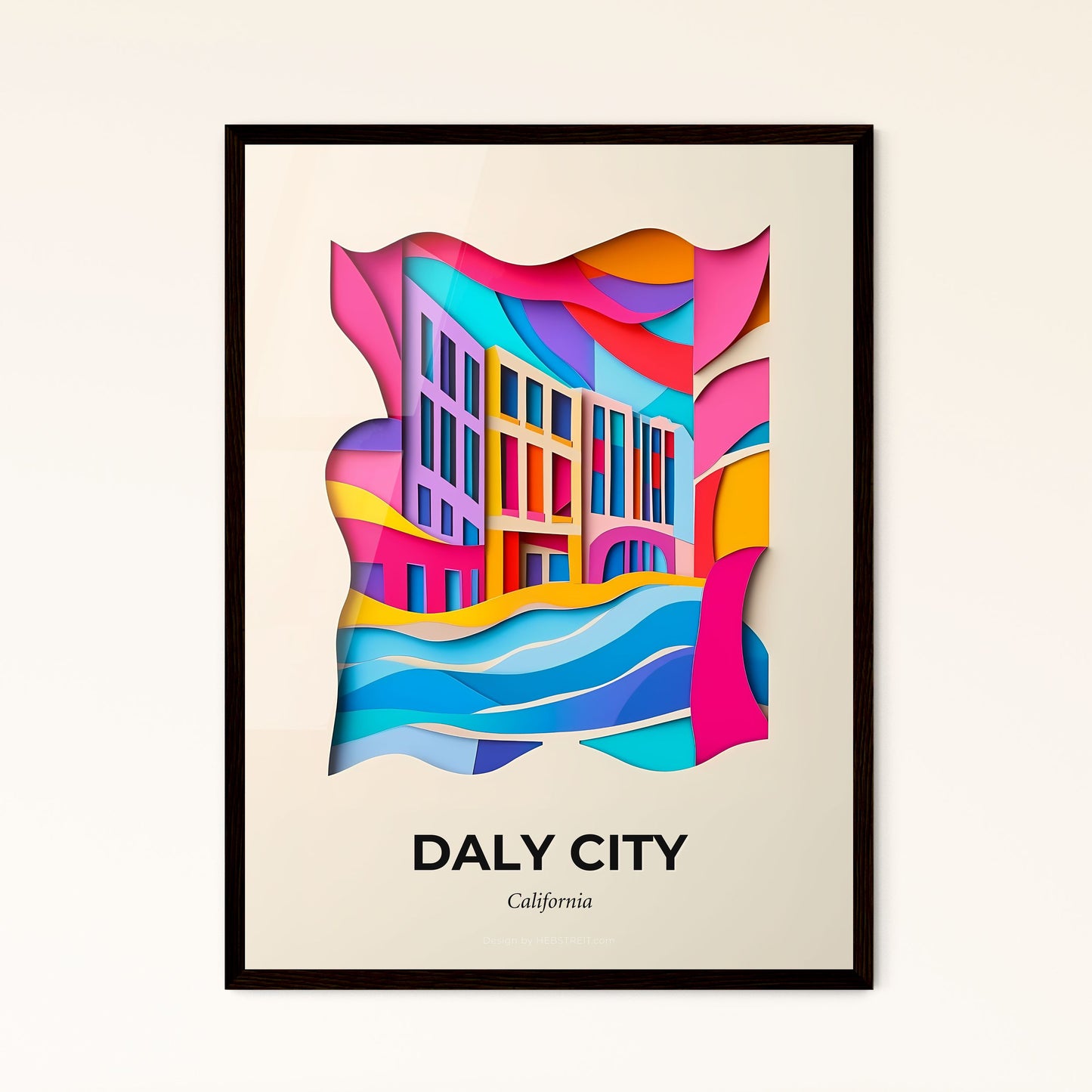 Vivid Daly City, California - a colorful city with a river and buildings