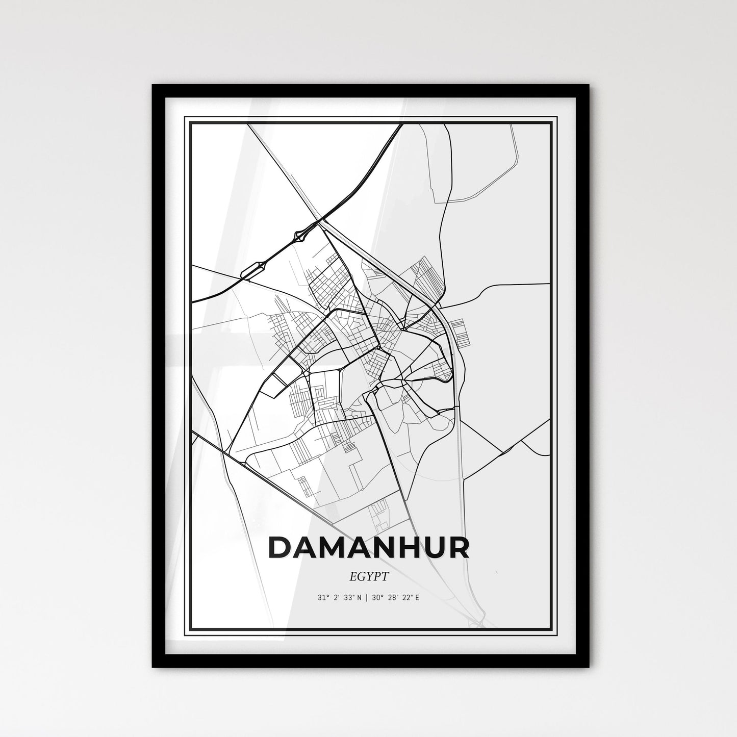 Damanhur Egypt - Scandinavian Style City Map for Modern Home Decor