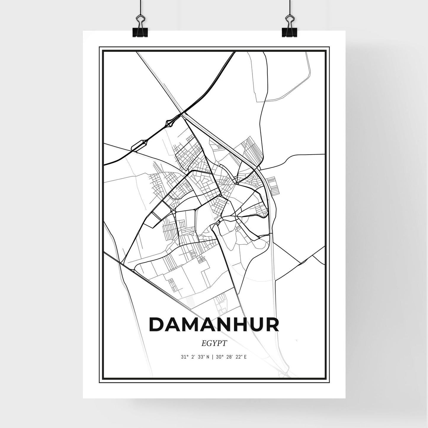 Damanhur Egypt - Premium City Map Poster