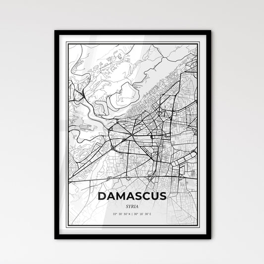 Damascus Syria - Scandinavian Style City Map for Modern Home Decor