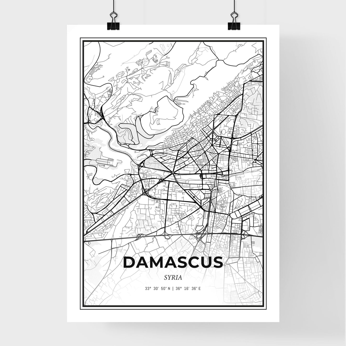 Damascus Syria - Premium City Map Poster