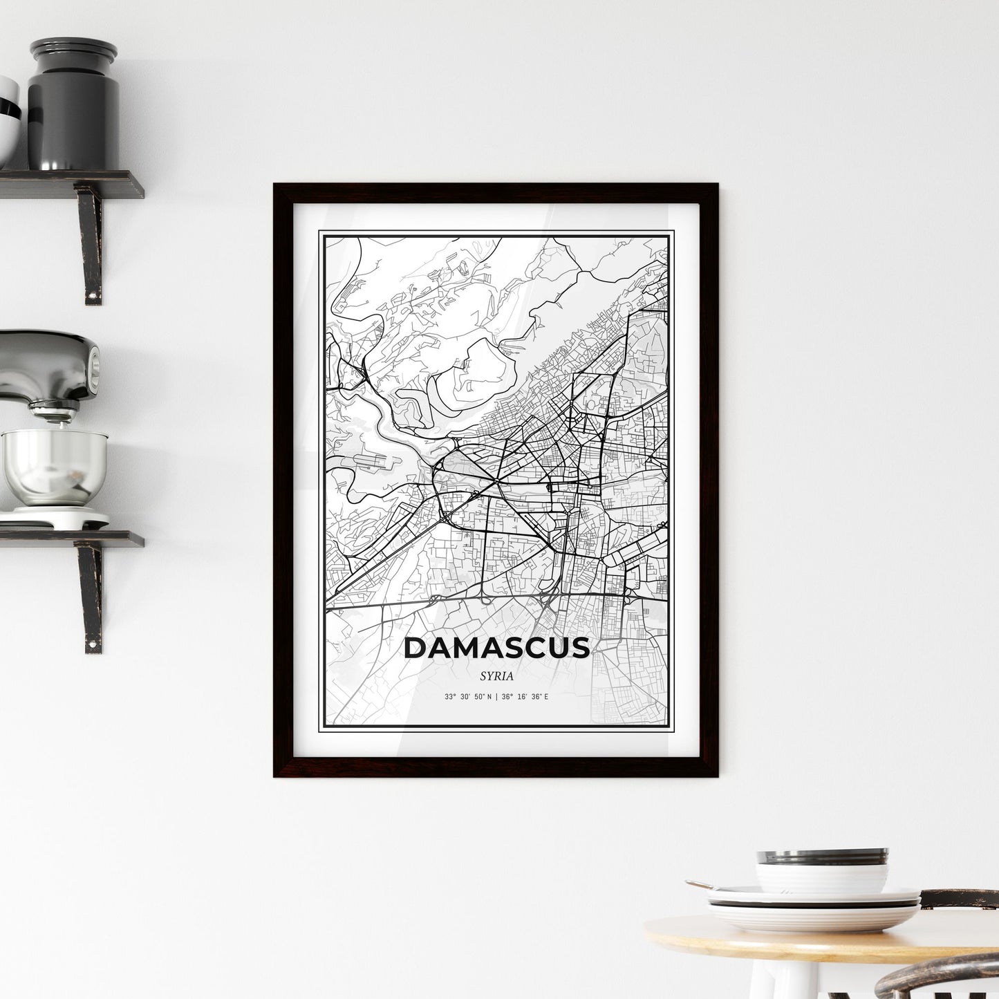 Damascus Syria - Minimal City Map