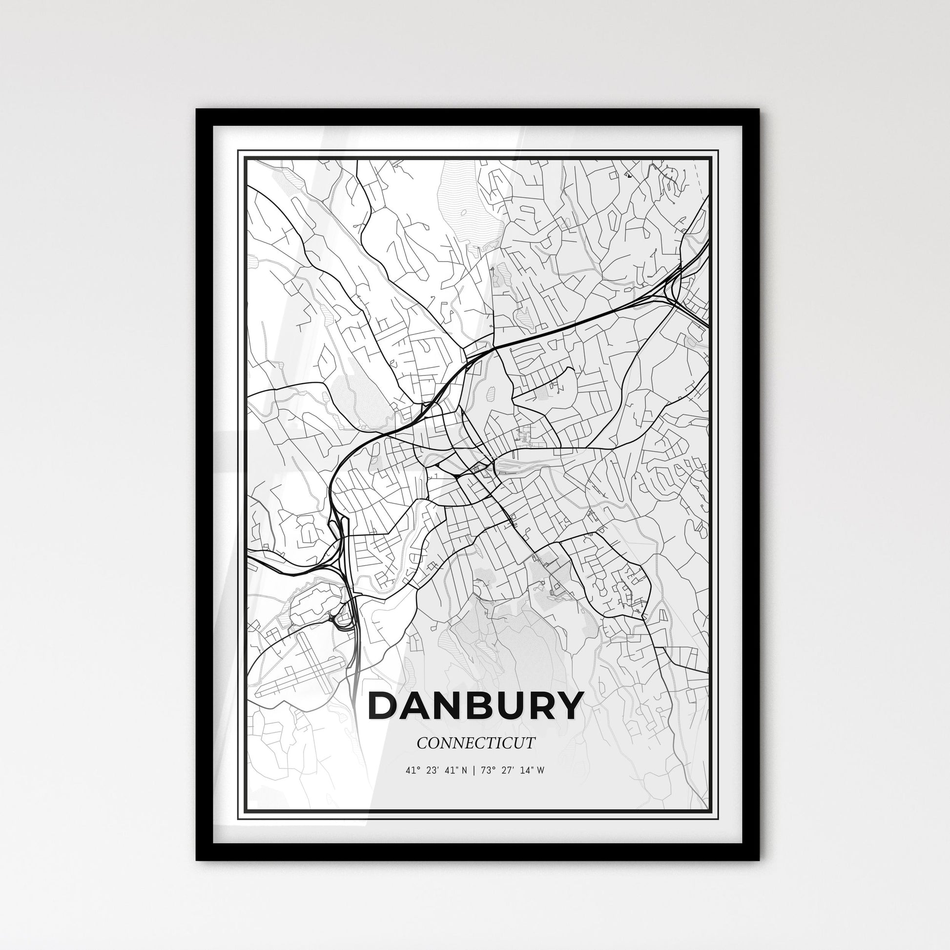 Danbury Connecticut - Scandinavian Style City Map for Modern Home Decor