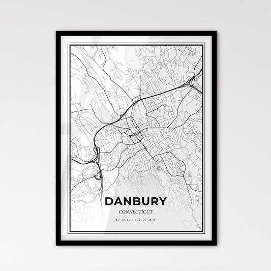 Danbury Connecticut - Scandinavian Style City Map for Modern Home Decor