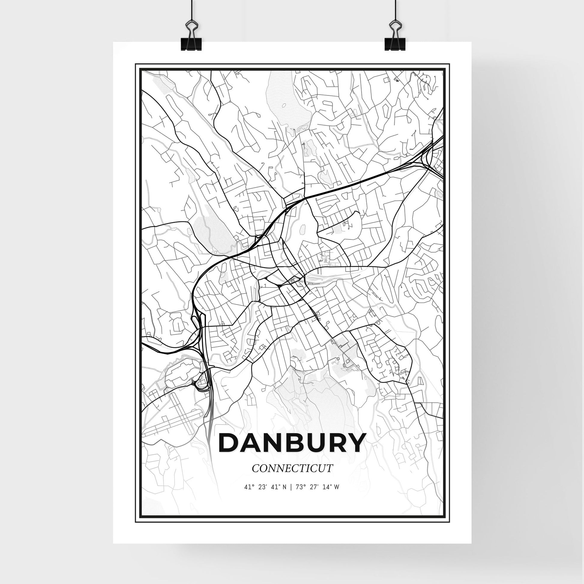 Danbury Connecticut - Premium City Map Poster