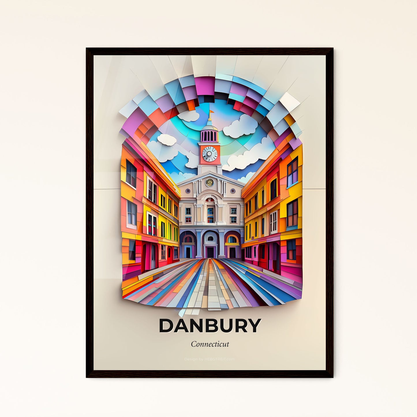 Vivid Danbury, Connecticut - a clock tower is shown in a colorful city