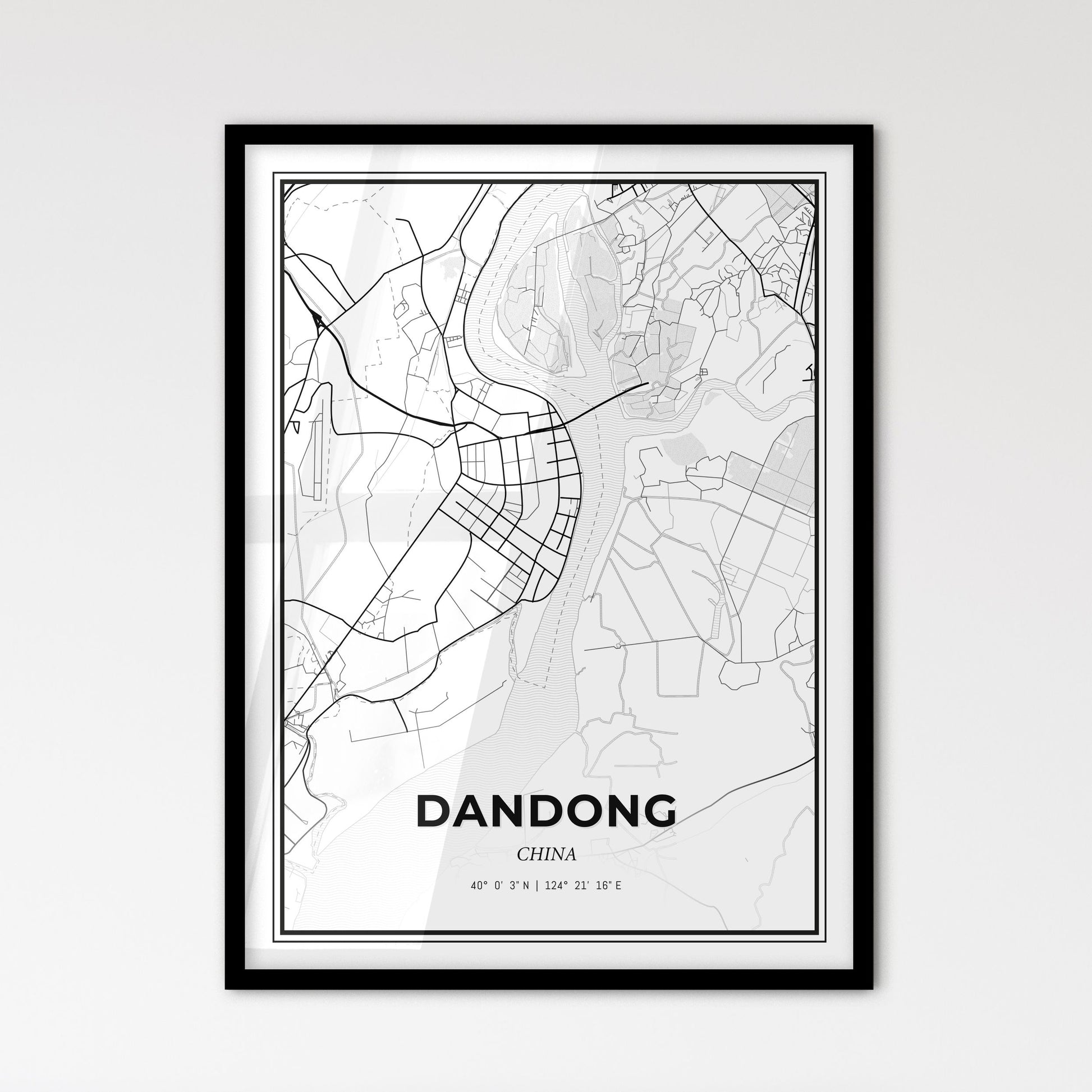 Dandong China - Scandinavian Style City Map for Modern Home Decor