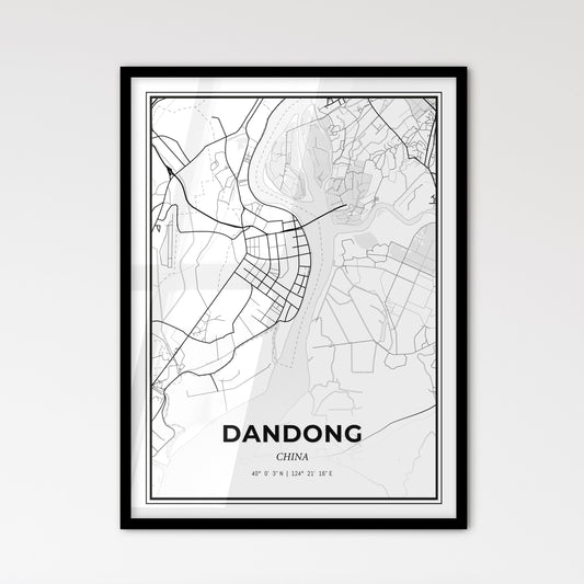 Dandong China - Scandinavian Style City Map for Modern Home Decor