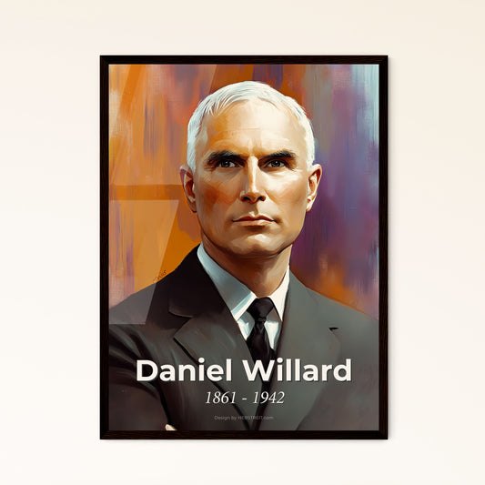 Portrait of Daniel Willard, 1861 - 1942. Impressionistic painting of a man in a suit.