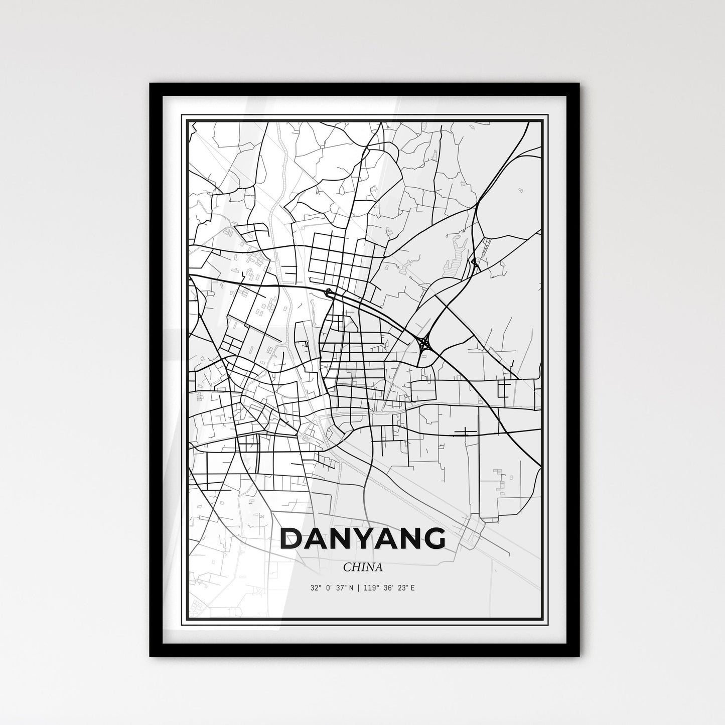 Danyang China - Scandinavian Style City Map for Modern Home Decor