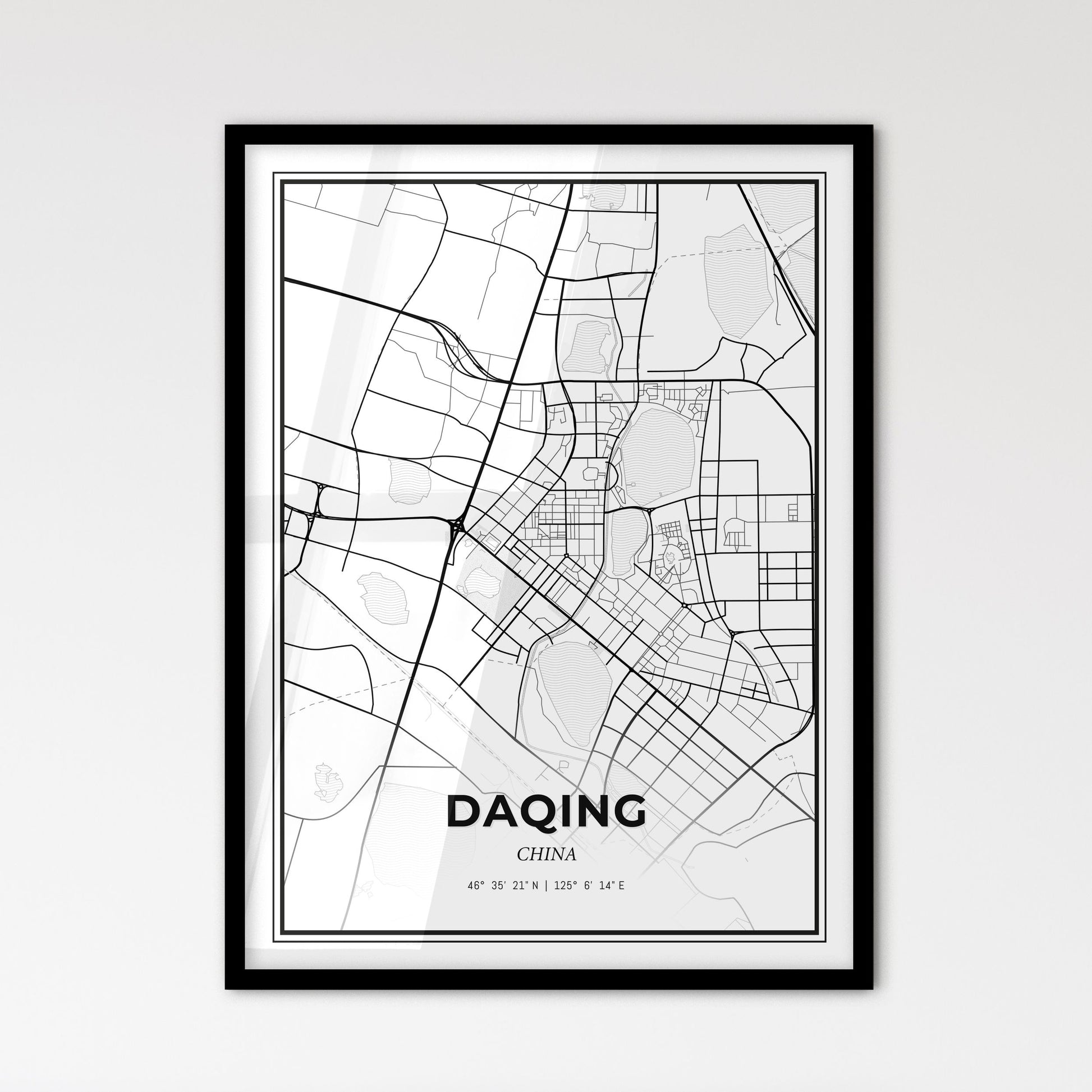 Daqing China - Scandinavian Style City Map for Modern Home Decor