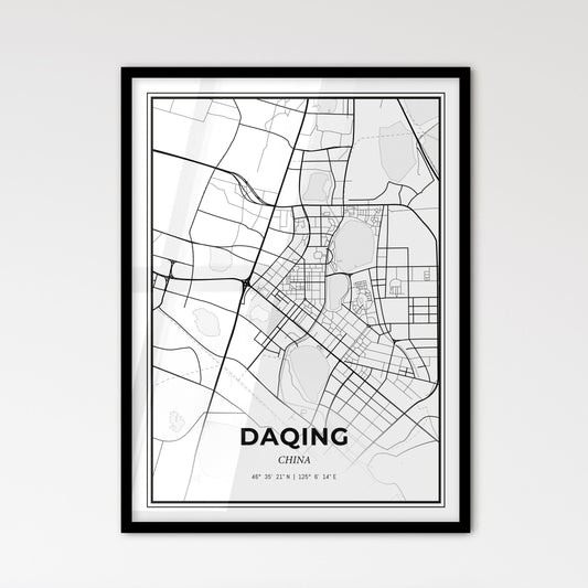 Daqing China - Scandinavian Style City Map for Modern Home Decor