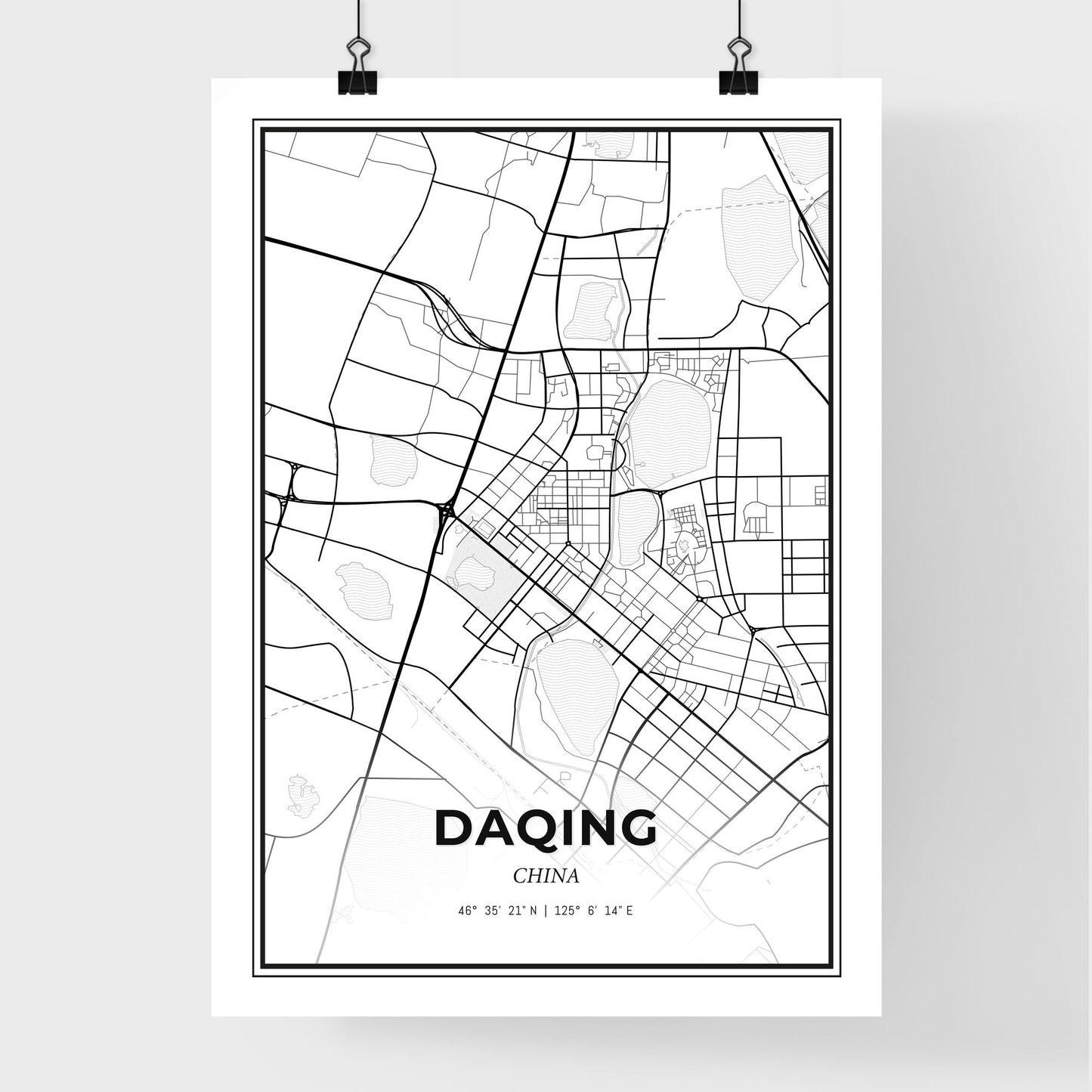 Daqing China - Premium City Map Poster