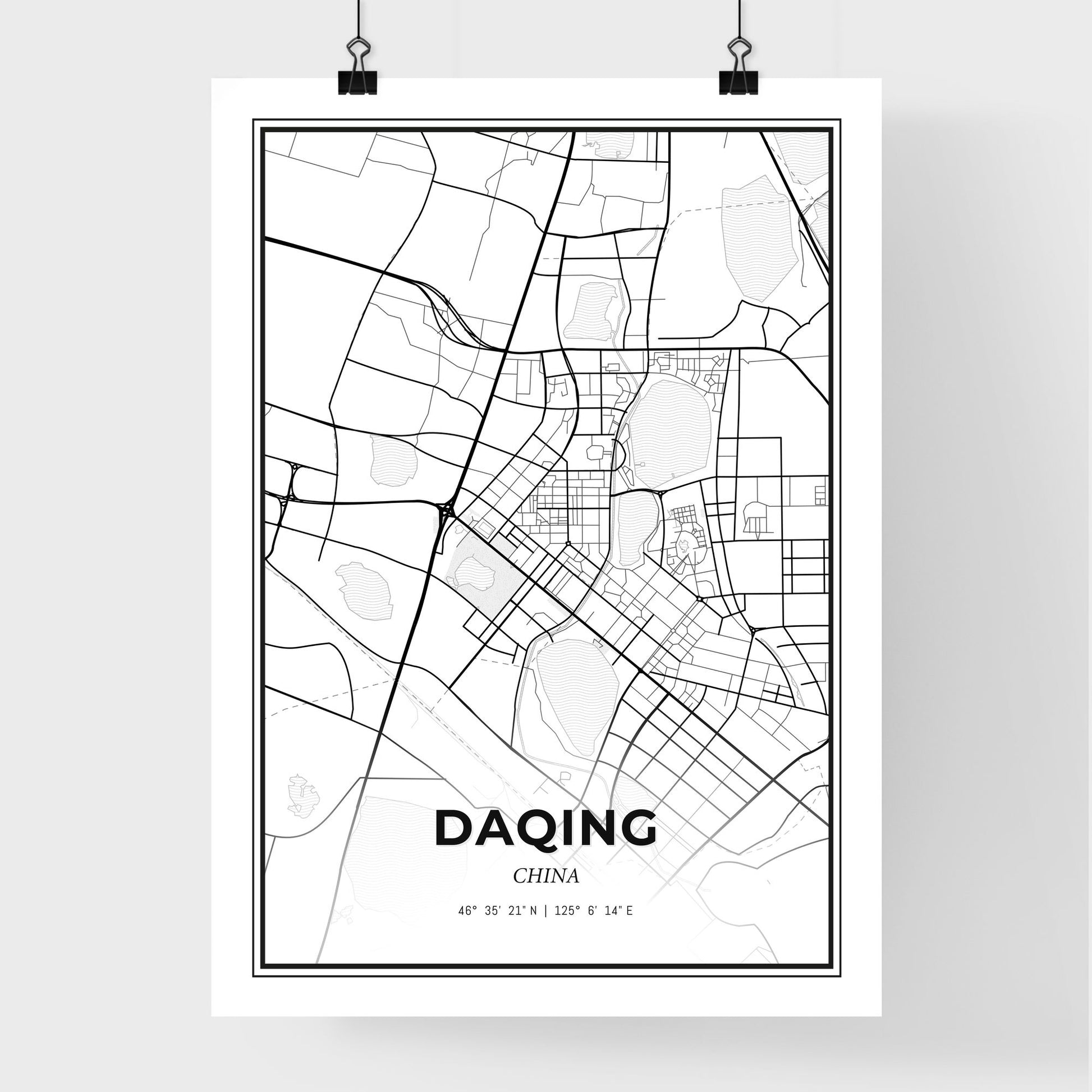 Daqing China - Premium City Map Poster