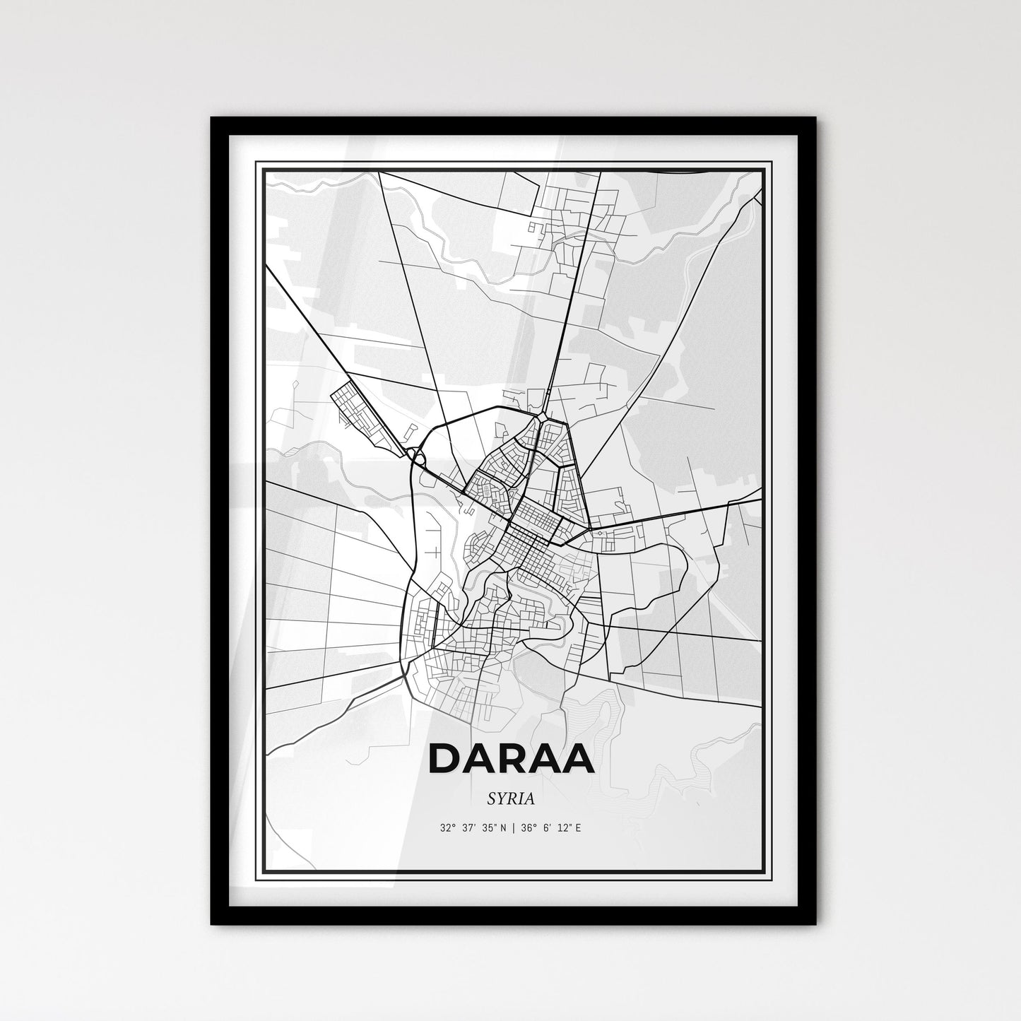 Daraa Syria - Scandinavian Style City Map for Modern Home Decor