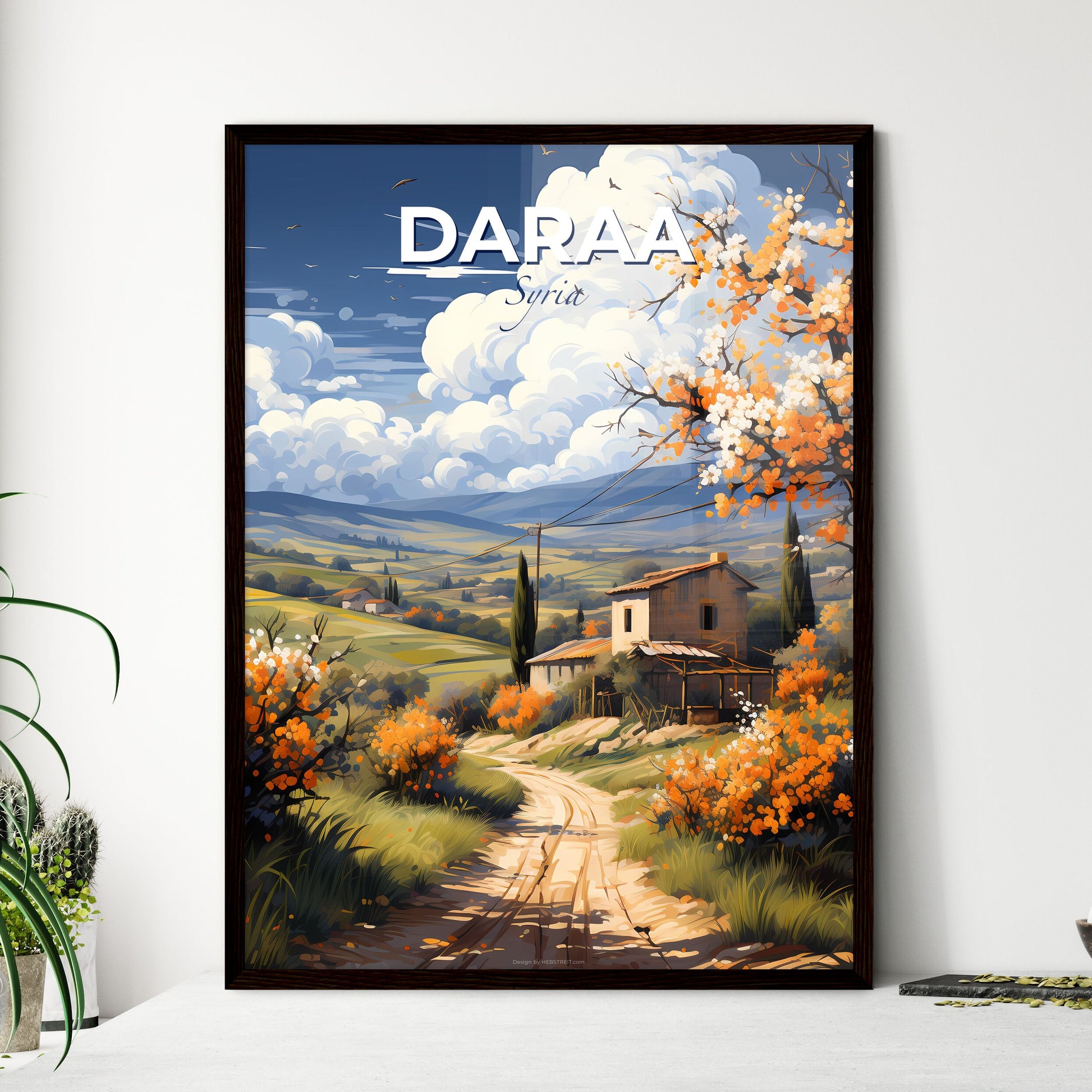 Daraa Syria Skyline Painting Colorful Vivid Valley Art House Road Landscape Default Title