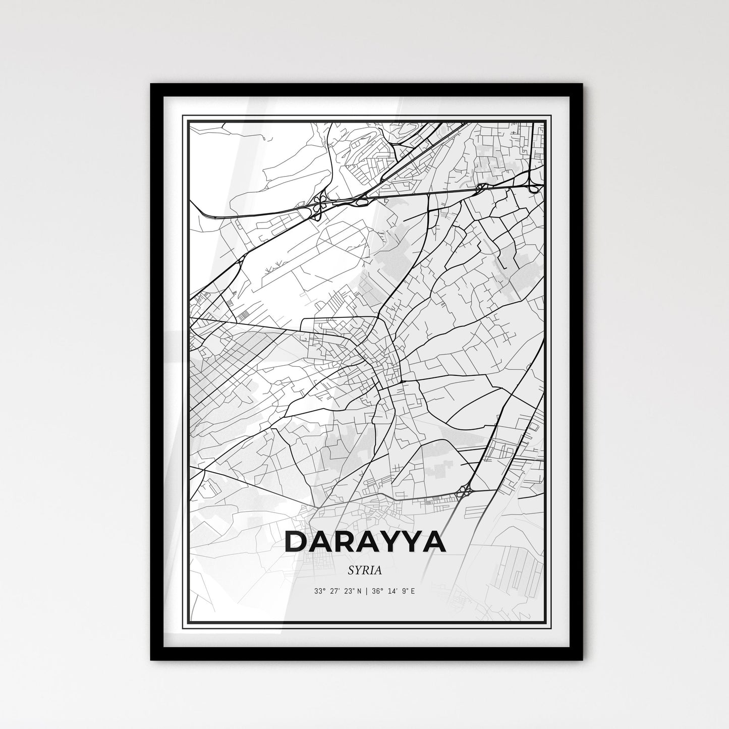 Darayya Syria - Scandinavian Style City Map for Modern Home Decor