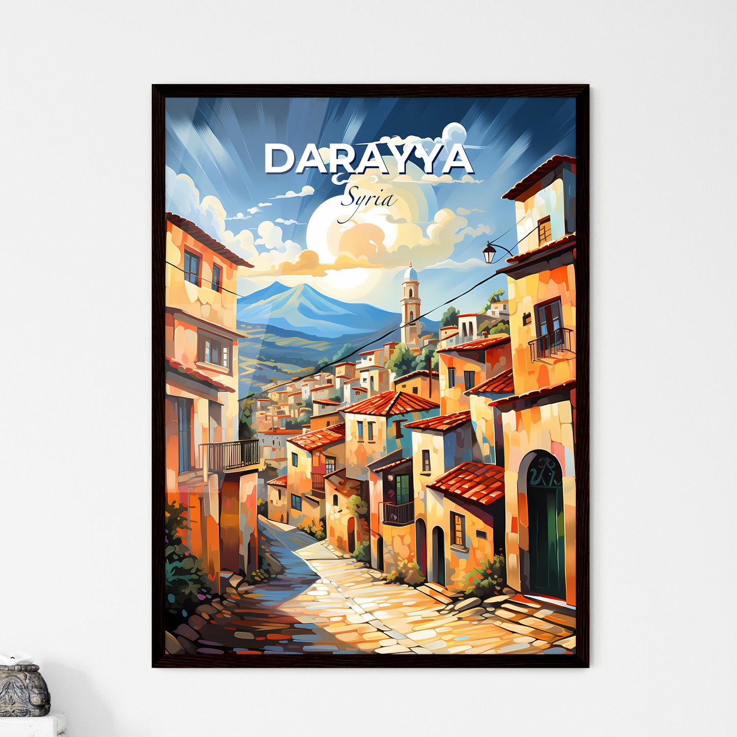 Darayya Syria Skyline - Colorful Painting of a Town Default Title