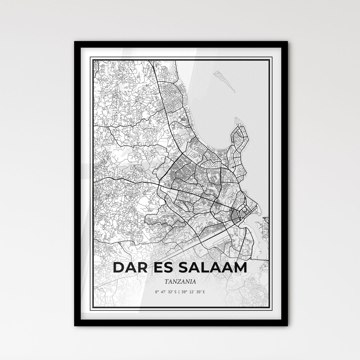 Dar es Salaam Tanzania - Scandinavian Style City Map for Modern Home Decor