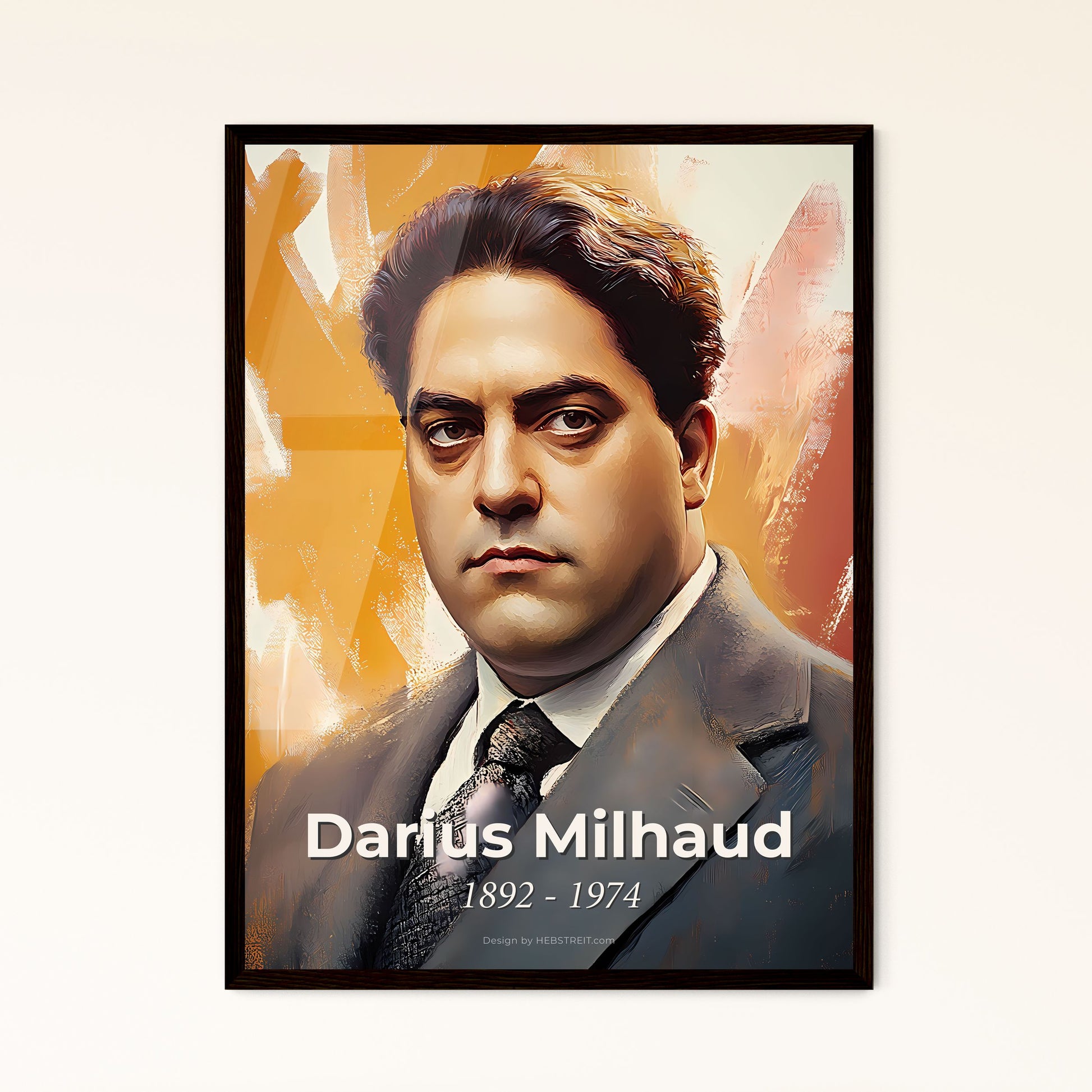 Portrait of Darius Milhaud, 1892 - 1974. Impressionistic painting of a man in a suit.