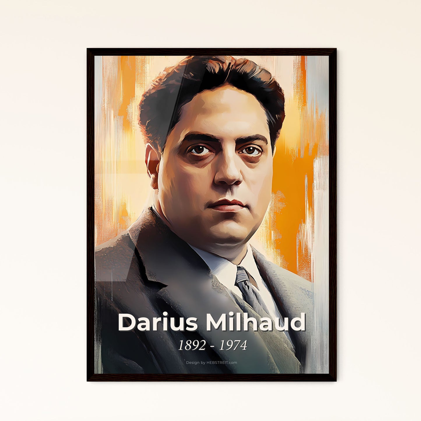 Portrait of Darius Milhaud, 1892 - 1974. Impressionistic painting of a man in a suit.