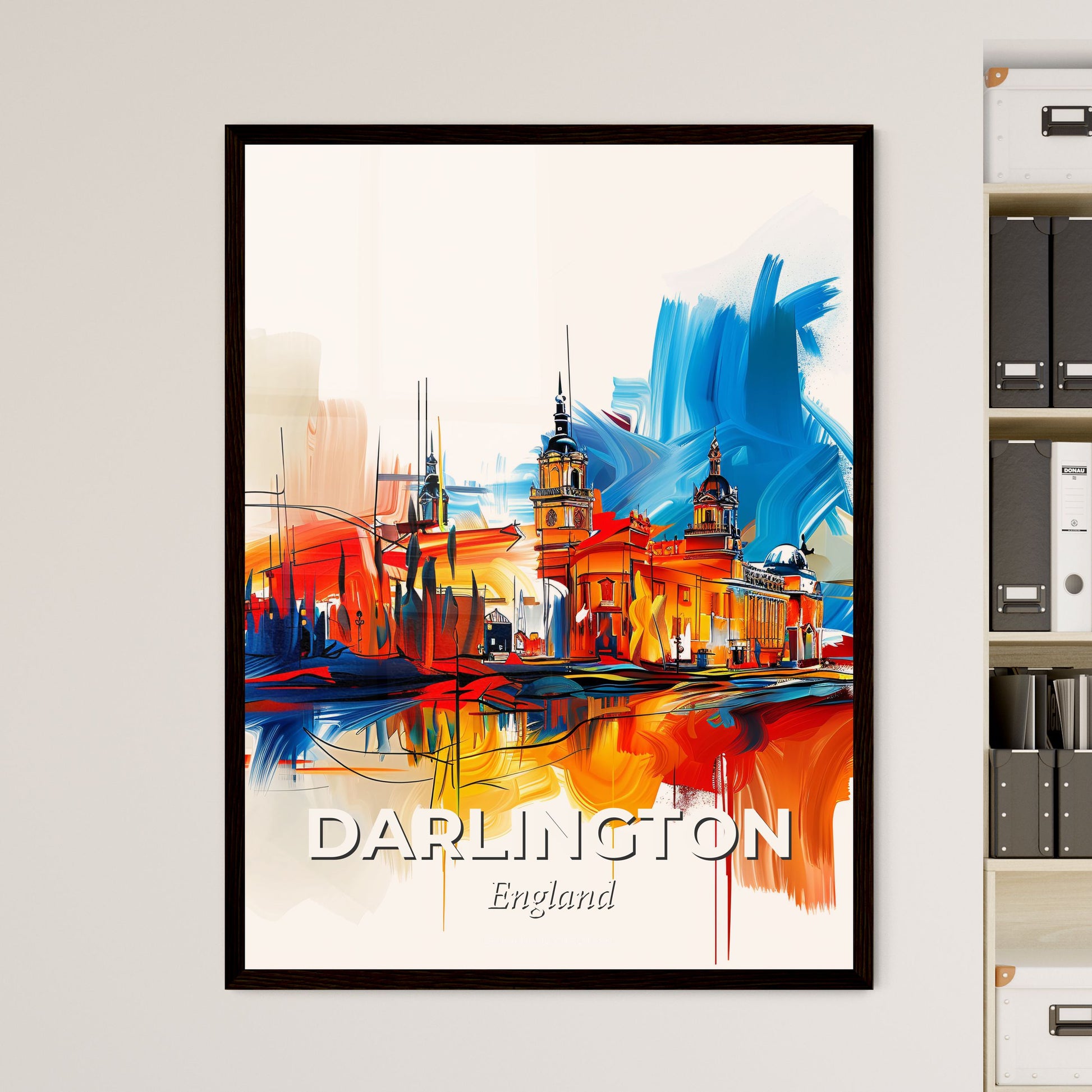 Vibrant Darlington, England - A Painting Of A Building With Colorful Paint