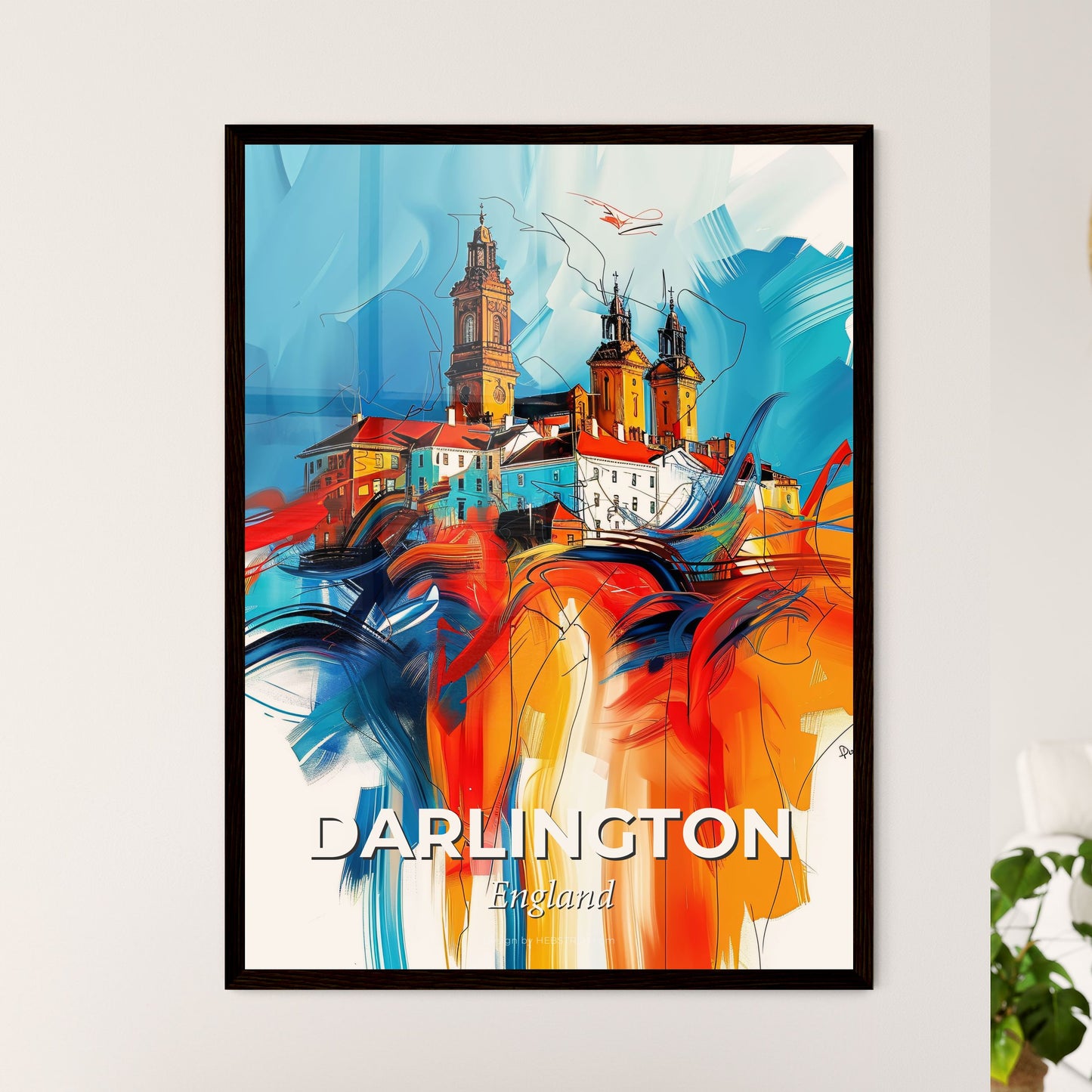 Vibrant Darlington, England - A Painting Of A City