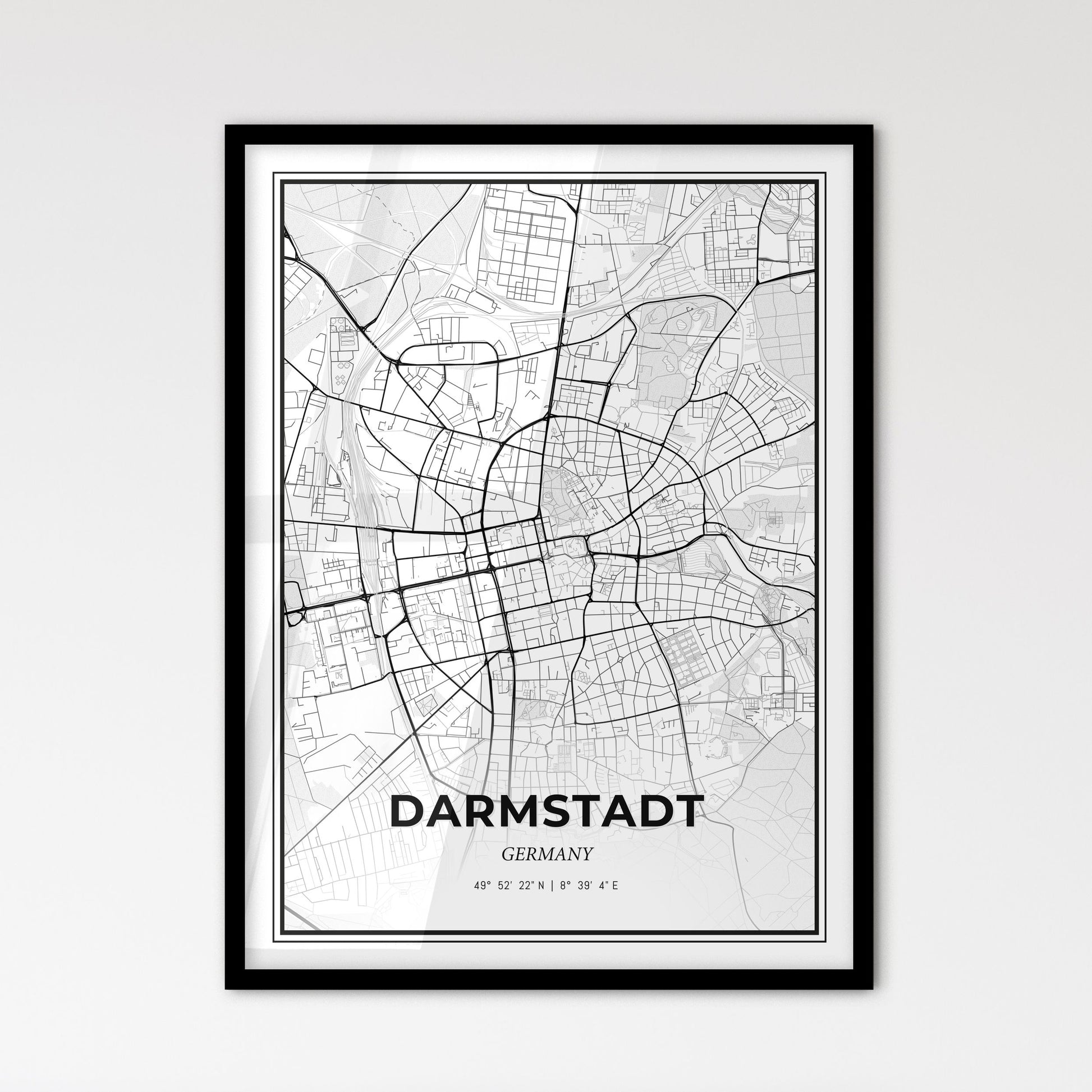 Darmstadt Germany - Scandinavian Style City Map for Modern Home Decor