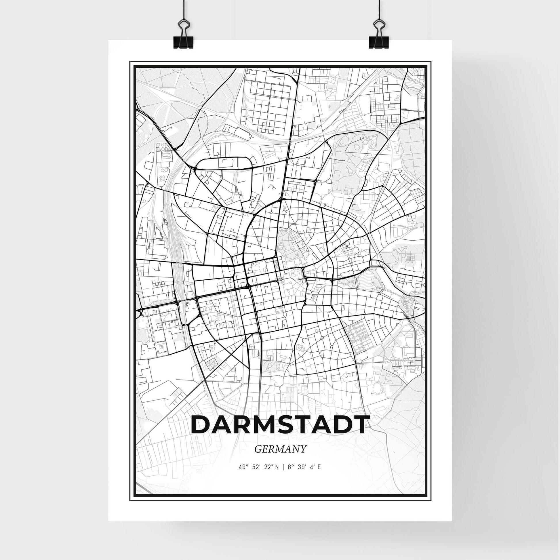 Darmstadt Germany - Premium City Map Poster