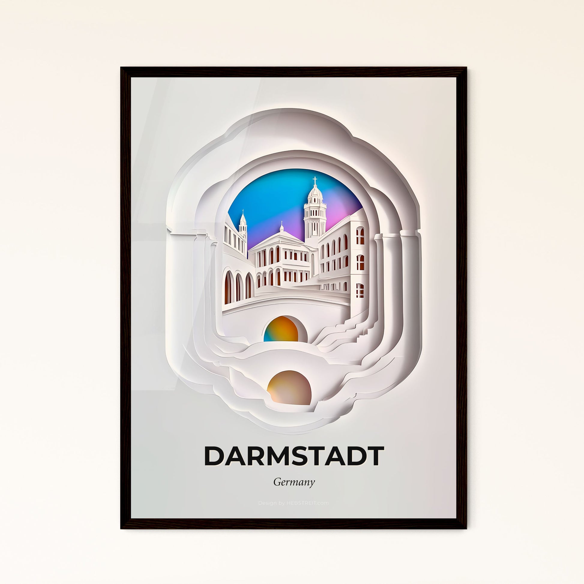 Vivid Darmstadt, Germany - a paper cut of a building with a clock tower